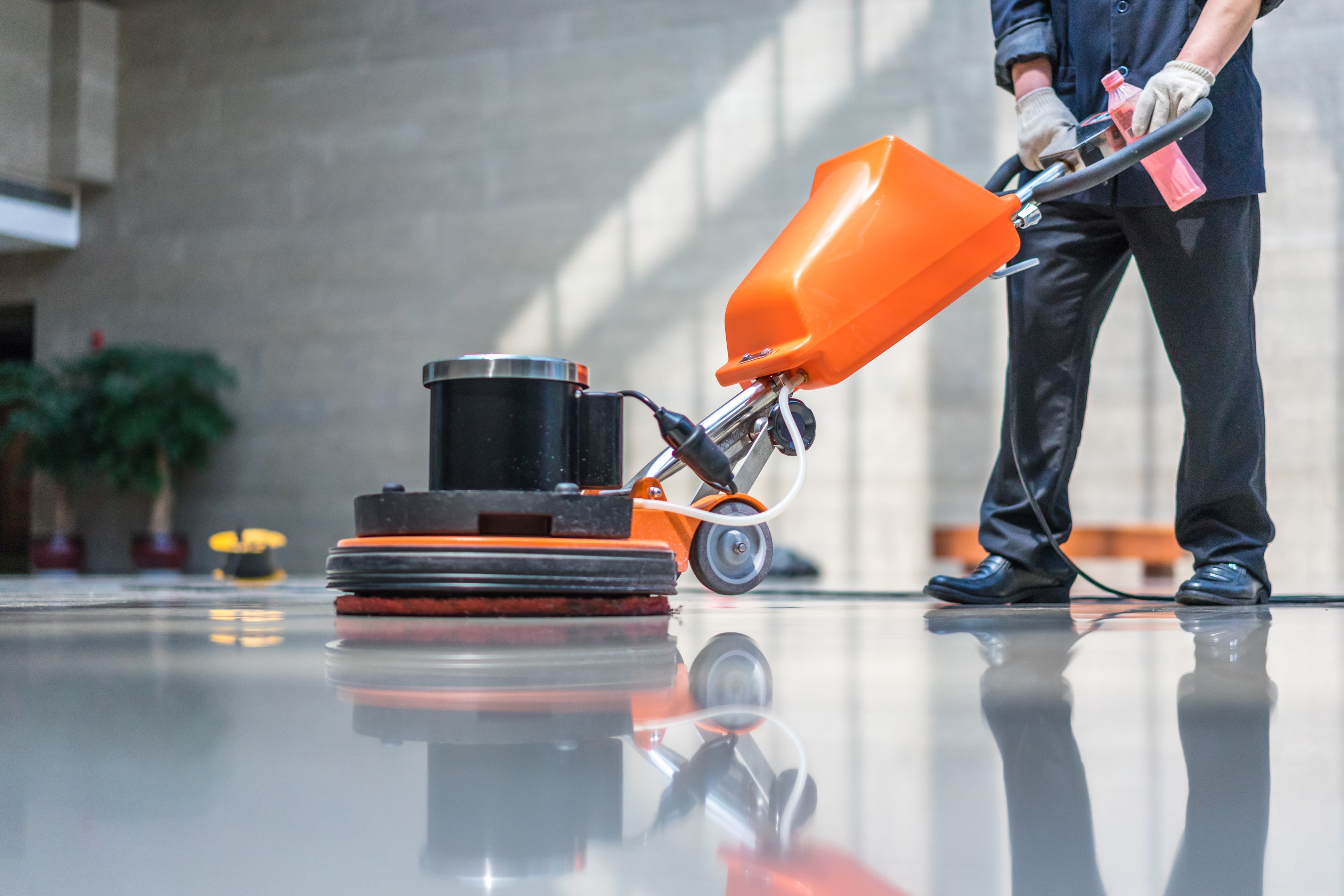 ServiceMaster clean employee performing building cleaning services in Greensboro 