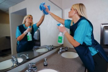 Woman Cleaning Window