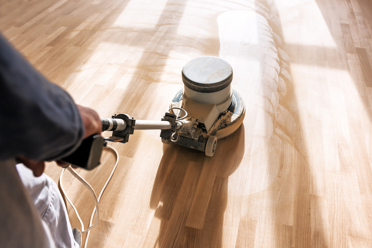 Hardwood Floors Being Cleaned