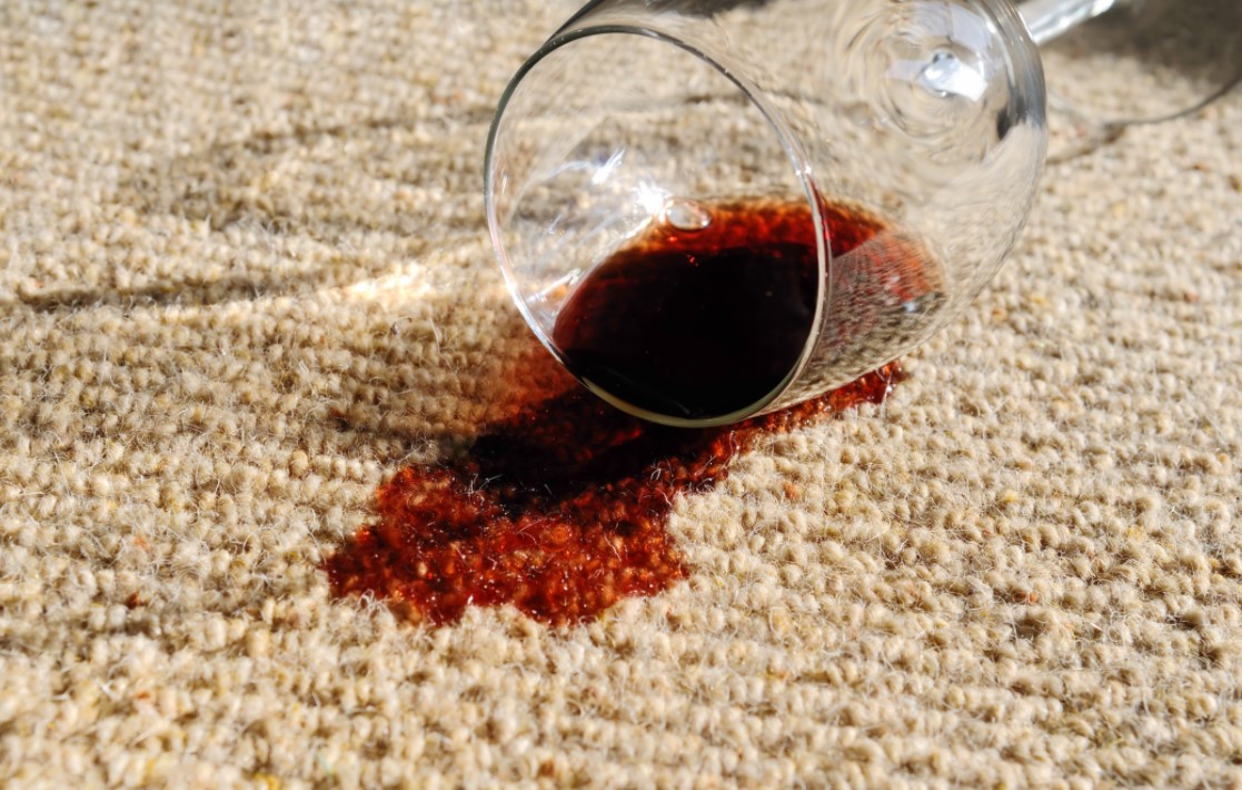Wine spilled on carpet